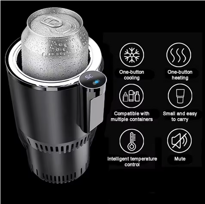 Portable Smart 2-in-1 Car Cup Cooler & Warmer – 12V Mini Auto Refrigerator for Hot & Cold Drinks | Travel Cup Holder