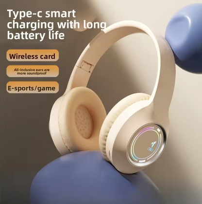 Wireless LED light-emitting Bluetooth headset, Lightweight, Multi-functional Long Battery - 4-8 hours of continuous usage, LED Light - Features built-in light-emitting design for a stylish look, Lightweight Material, Multi-functional, Foldable Design