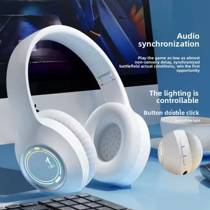 Wireless LED light-emitting Bluetooth headset, Lightweight, Multi-functional Long Battery - 4-8 hours of continuous usage, LED Light - Features built-in light-emitting design for a stylish look, Lightweight Material, Multi-functional, Foldable Design