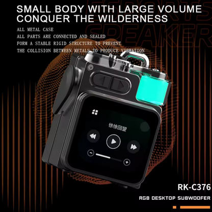 Touch-Screen Bluetooth Mini Speaker, 2.1” HD Touch Screen Control, Multifunction: Music|Call|Lyrics|Weather…etc,Metal Armor Design & Bass Subwoofer, Long Playtime: Built-in 1200mAh, Optional: Exclusive Earbuds