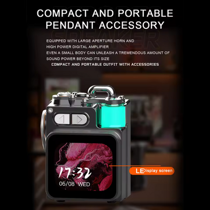 Touch-Screen Bluetooth Mini Speaker, 2.1” HD Touch Screen Control, Multifunction: Music|Call|Lyrics|Weather…etc,Metal Armor Design & Bass Subwoofer, Long Playtime: Built-in 1200mAh, Optional: Exclusive Earbuds