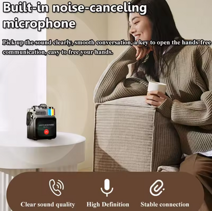 Touch-Screen Bluetooth Mini Speaker, 2.1” HD Touch Screen Control, Multifunction: Music|Call|Lyrics|Weather…etc,Metal Armor Design & Bass Subwoofer, Long Playtime: Built-in 1200mAh, Optional: Exclusive Earbuds