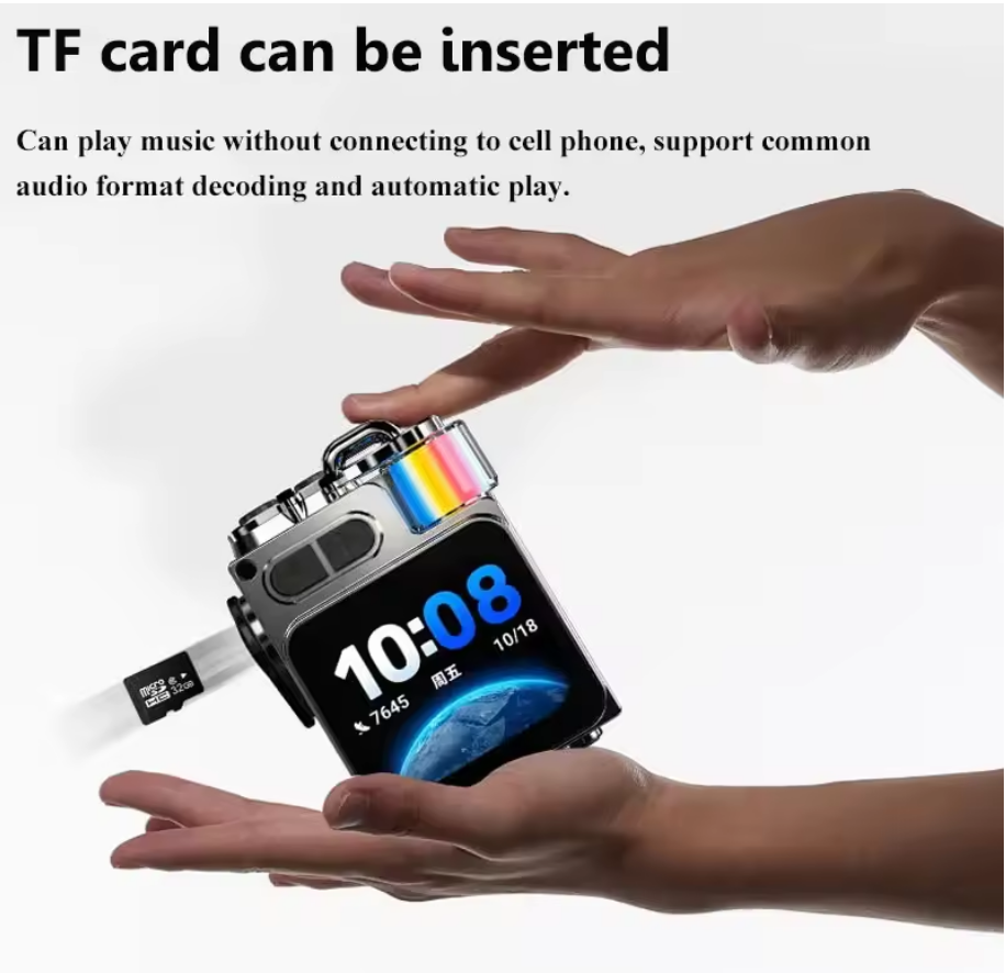 Touch-Screen Bluetooth Mini Speaker, 2.1” HD Touch Screen Control, Multifunction: Music|Call|Lyrics|Weather…etc,Metal Armor Design & Bass Subwoofer, Long Playtime: Built-in 1200mAh, Optional: Exclusive Earbuds