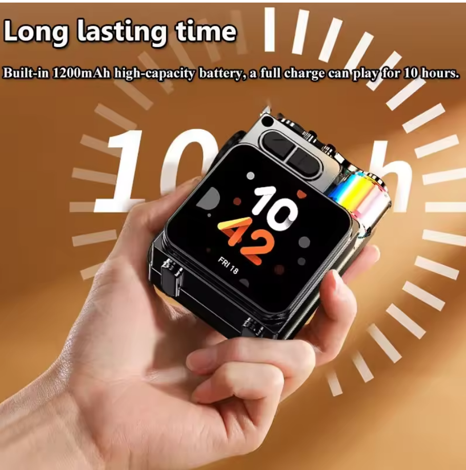 Touch-Screen Bluetooth Mini Speaker, 2.1” HD Touch Screen Control, Multifunction: Music|Call|Lyrics|Weather…etc,Metal Armor Design & Bass Subwoofer, Long Playtime: Built-in 1200mAh, Optional: Exclusive Earbuds