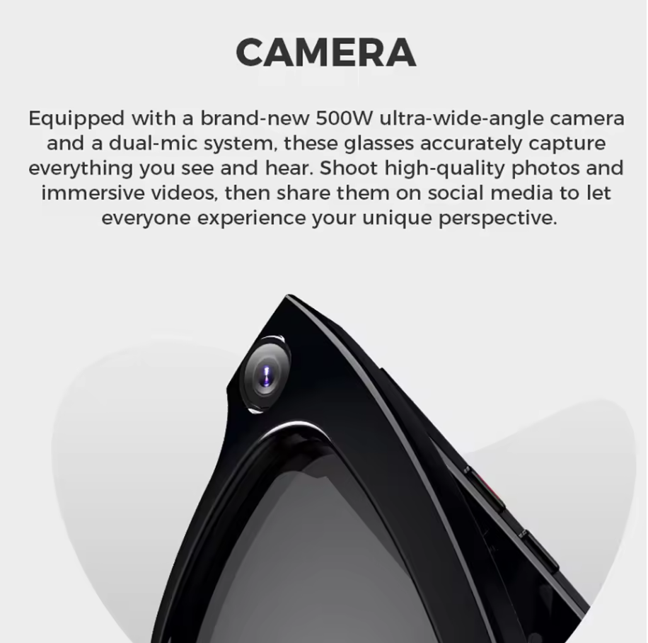 Smart Stylish AI Glasses,Light-weight Touch Control with HD camera (5MP or 8MP) - Voice Calls/Built-in 4GB memory/WiFi/Dual Speaker,Smart AI Advanced Object Recognition & Real-time AI translation,Iphone & Android Phone Compatible,Support changing Lens