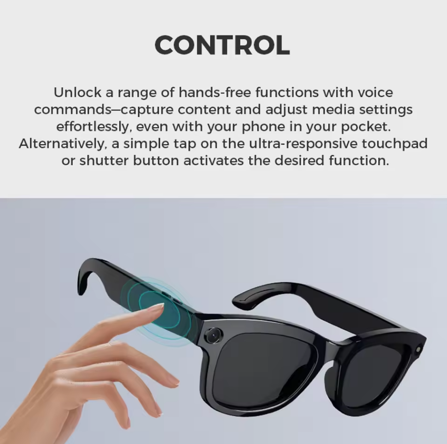 Smart Stylish AI Glasses,Light-weight Touch Control with HD camera (5MP or 8MP) - Voice Calls/Built-in 4GB memory/WiFi/Dual Speaker,Smart AI Advanced Object Recognition & Real-time AI translation,Iphone & Android Phone Compatible,Support changing Lens