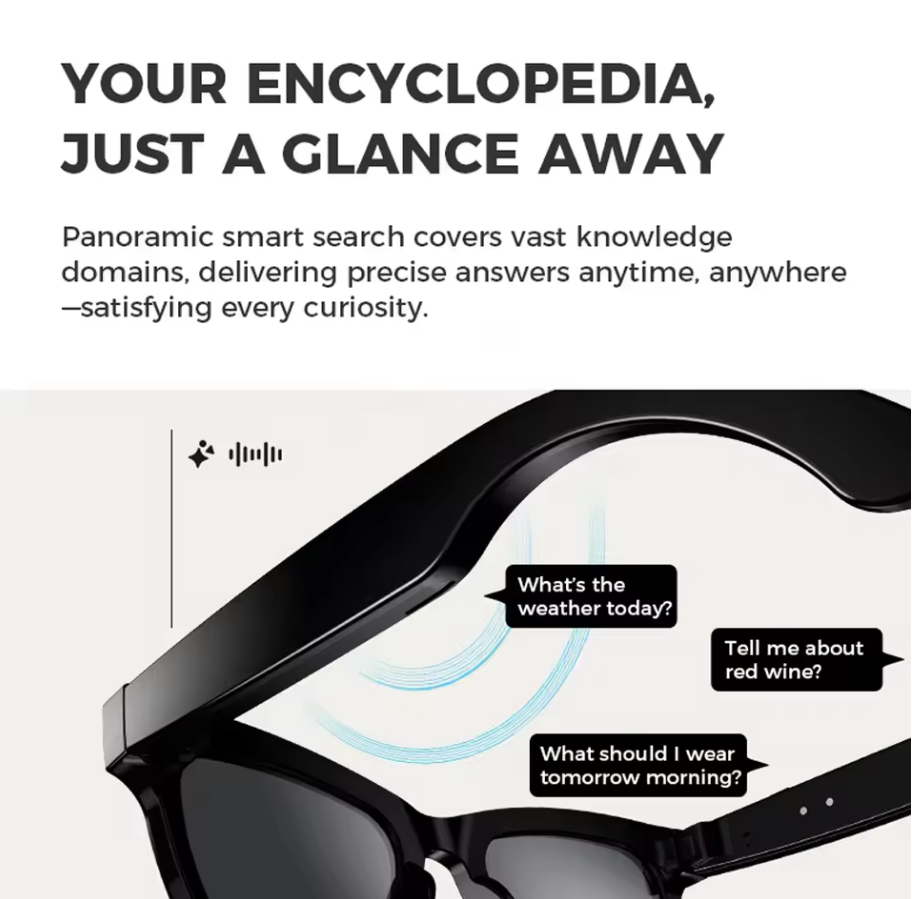 Smart Stylish AI Glasses,Light-weight Touch Control with HD camera (5MP or 8MP) - Voice Calls/Built-in 4GB memory/WiFi/Dual Speaker,Smart AI Advanced Object Recognition & Real-time AI translation,Iphone & Android Phone Compatible,Support changing Lens