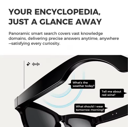 Smart Stylish AI Glasses,Light-weight Touch Control with HD camera (5MP or 8MP) - Voice Calls/Built-in 4GB memory/WiFi/Dual Speaker,Smart AI Advanced Object Recognition & Real-time AI translation,Iphone & Android Phone Compatible,Support changing Lens
