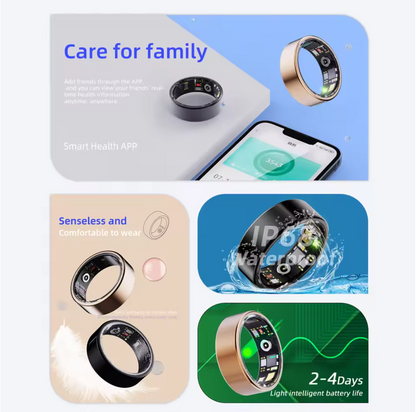 Slim Design Smart Ring with charging box,Tracks:Heart Rate|Blood Oxygen|Sleep Monitoring|Step Counting,Free app (No Subscription)