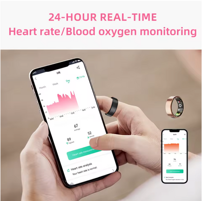 Slim Design Smart Ring with charging box,Tracks:Heart Rate|Blood Oxygen|Sleep Monitoring|Step Counting,Free app (No Subscription)
