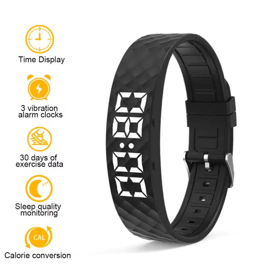 Smart fitness Silicone wristband with modern buckle style,Screen: 1-inch TFT display,Vibration Alarm|Sleep Monitoring|Step Counting|Long Battery Life: 21+ days