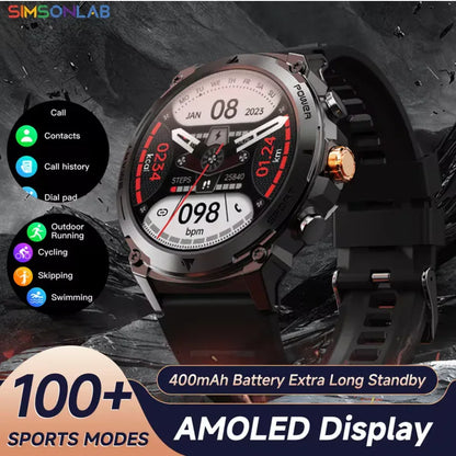 Rugged Bluetooth Smart Watch with AMOLED Display, Health Monitoring, and 30m Waterproof Grade - ZeeTec Store
