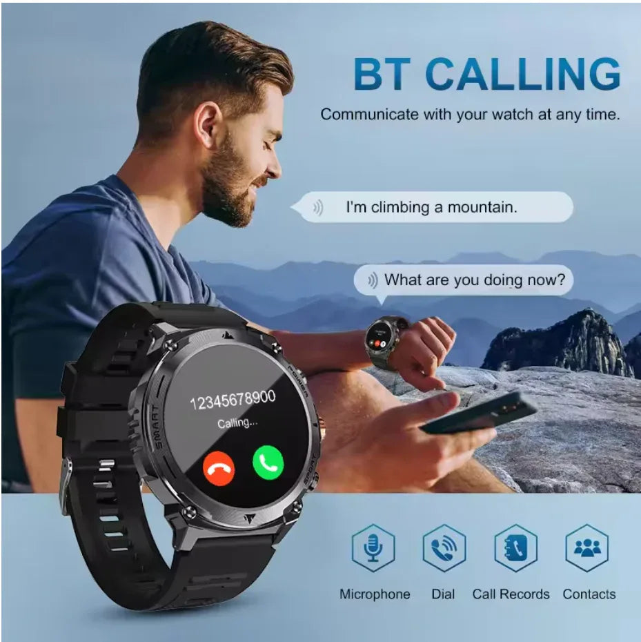 Rugged Bluetooth Smart Watch with AMOLED Display, Health Monitoring, and 30m Waterproof Grade - ZeeTec Store