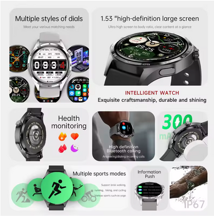 5G Style Smart Watch for Men & Women,1.53” HD screen with 128GB storage,SIM card|Smart Features|WiFi download|learning apps|social entertainment functions|Health Monitoring|NFC Function|Magnetic Charging,Battery up to 7 days, Compatible with IOS & Android
