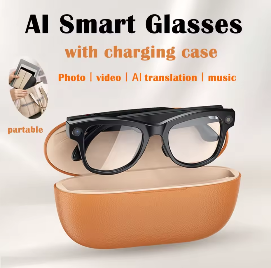 Ultra AI Smart Glasses 8MP Camera with Charging Case, Smart Features