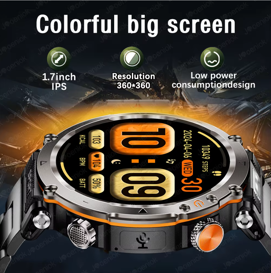 ZeeTec Smart Watch 1.7” HD with Bluetooth Call, Compass, Health Monitor, LED Light
