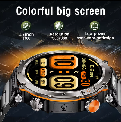 ZeeTec Smart Watch 1.7” HD with Bluetooth Call, Compass, Health Monitor, LED Light