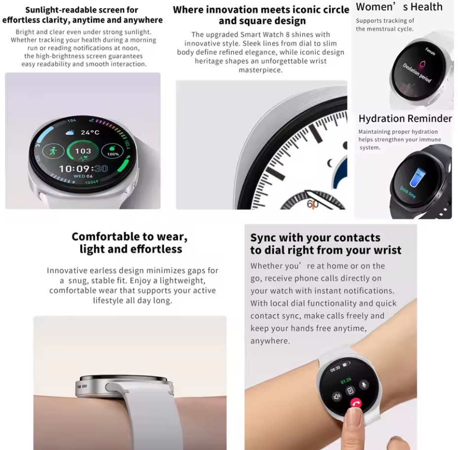 ZeeTec Smart Watch 1.5” with Health Monitoring NFC