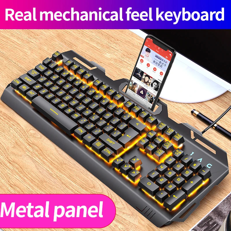 RGB Gaming Keyboard Mouse Headset Combo – Wired 3-in-1 USB Set, Backlit, Metal D