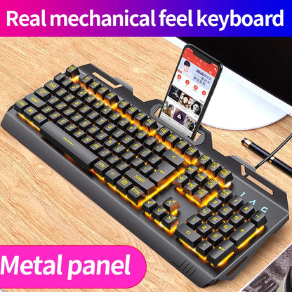 RGB Gaming Keyboard Mouse Headset Combo – Wired 3-in-1 USB Set, Backlit, Metal D