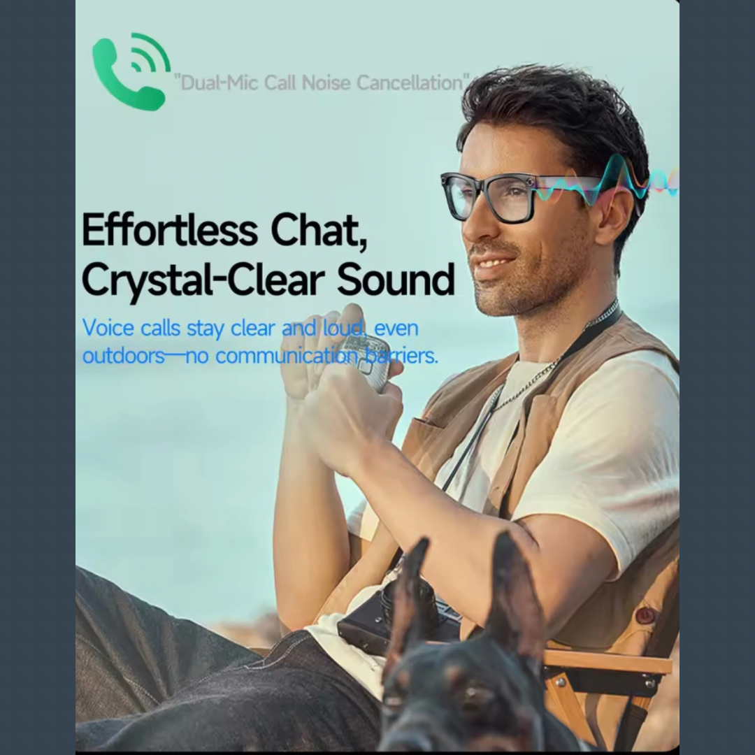 Smart Stylish AI Glasses,Light-weight Touch Control with HD camera (5MP or 8MP) - Voice Calls/Built-in 4GB memory/WiFi/Dual Speaker,Smart AI Advanced Object Recognition & Real-time AI translation,Iphone & Android Phone Compatible,Support changing Lens