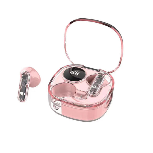 Wireless Bluetooth Headset, Transparent Shell Design, Digital Display & Marquee Lights, Bilateral Stereo Sound, Long Battery Life