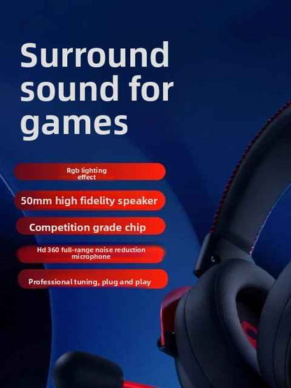 Wired Gaming Headset E-Sports Design Flagship Sound Card Chip Microphone Binaural Support