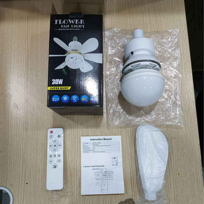 E27 Screw Silent Smart Ceiling Fan Light with Remote Control