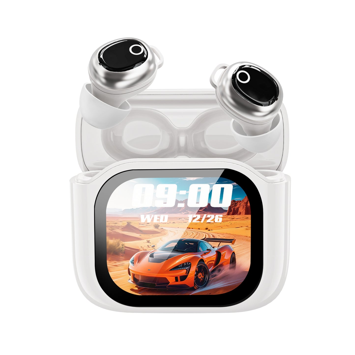 Bluetooth earphones with digital display screen smart features