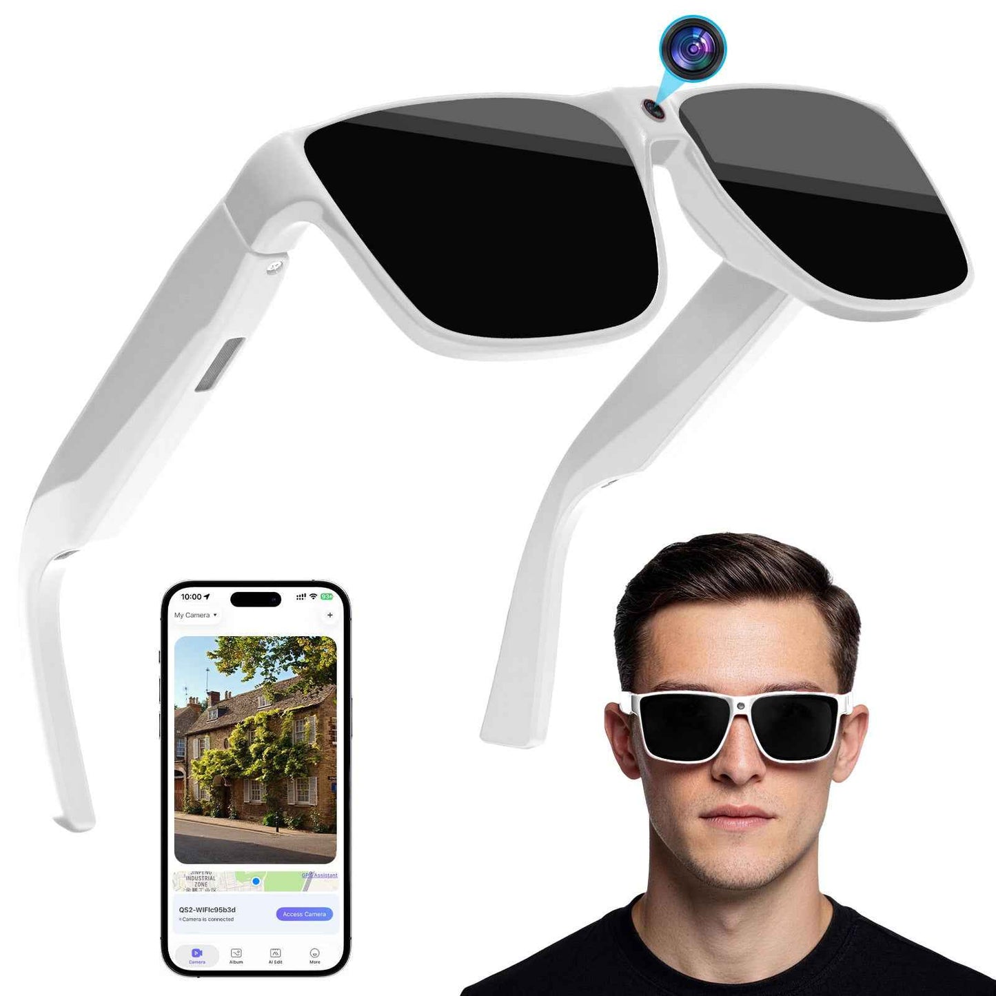 AI Smart Glasses with Camera Bluetooth HD Recording