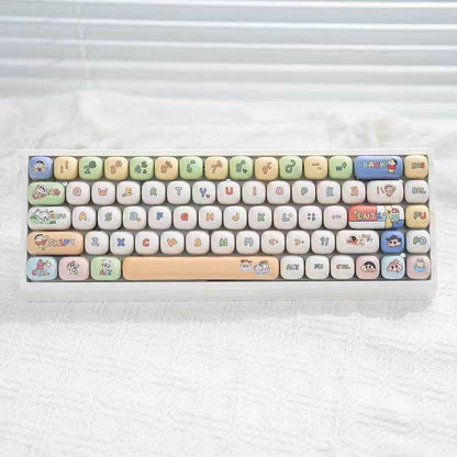 M68 Wireless Bluetooth Mechanical Keyboard with Mahjong Sound, Cute for Girls, Silent for Office,Compatible with Computer and Mobile Phone
