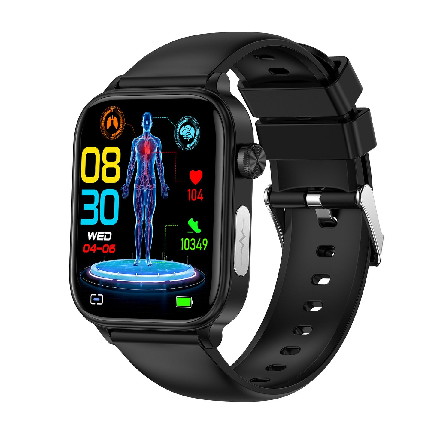 Advanced Smart Watch,1.96" IPS HD touch,Bluetooth call|Smart apps,Advanced Health monitor: ECG|Blood lipids|Uric acid|Body fat|Micro physical examination|Emotional stress detection|Non invasive blood glucose measure|Battery up to 7 days