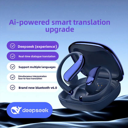 Wireless Open Ear Bluetooth Headphones AI Translation Noise Cancellation