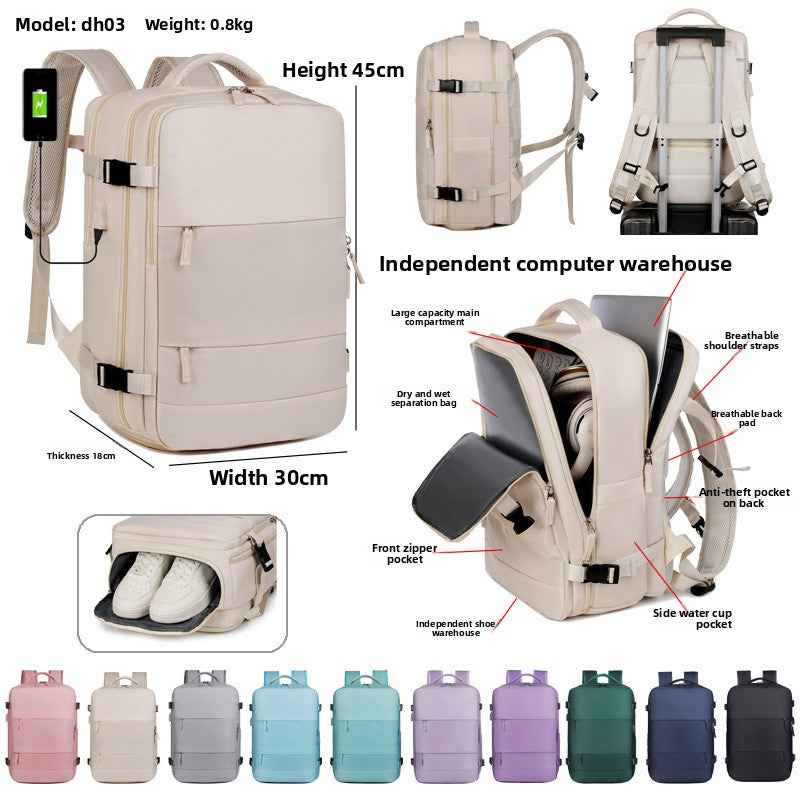Expandable Travel Backpack with Laptop Compartment