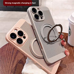 360 Rotating Bracket Magnetic Phone Case with Cooling Net for iPhone