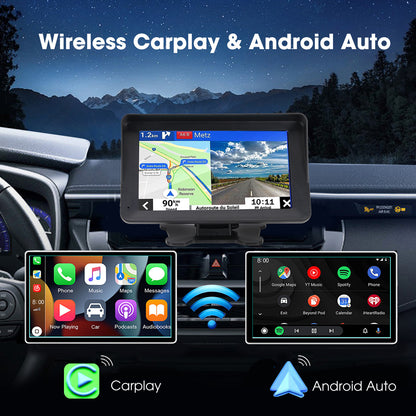 7inch Wireless Carplay Display GPS Navigation FM Transmitter