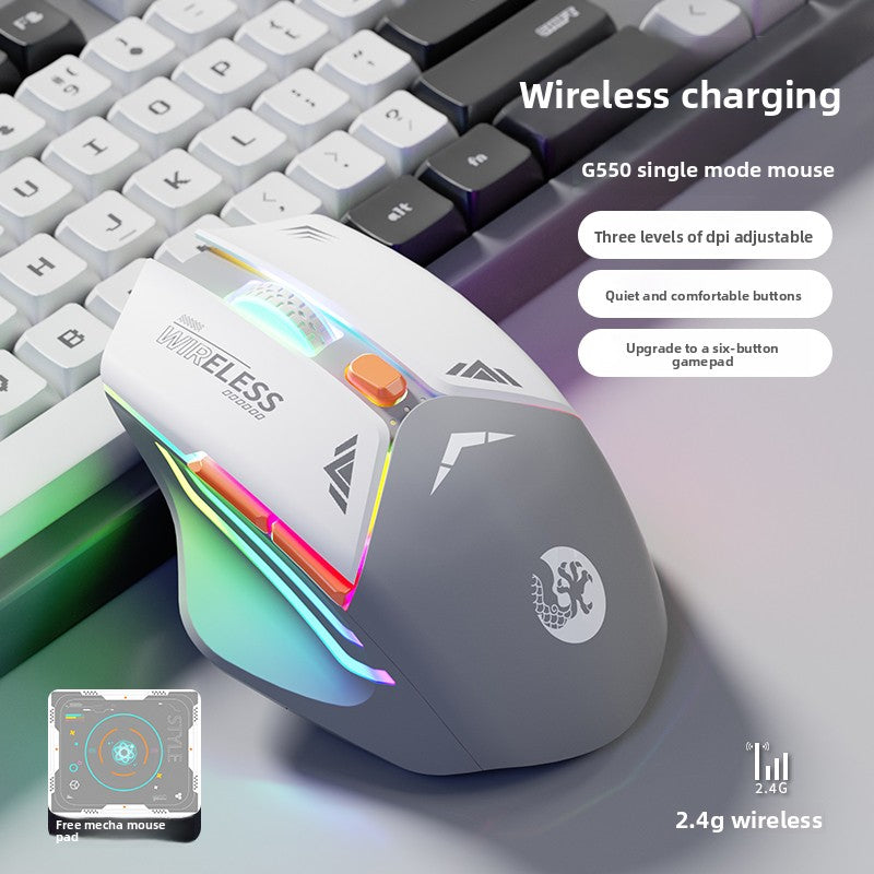Mecha Mouse Wireless Bluetooth Silent Mechanical E-Sports Gaming Rechargeable Desktop Laptop Universal Dual-Mode