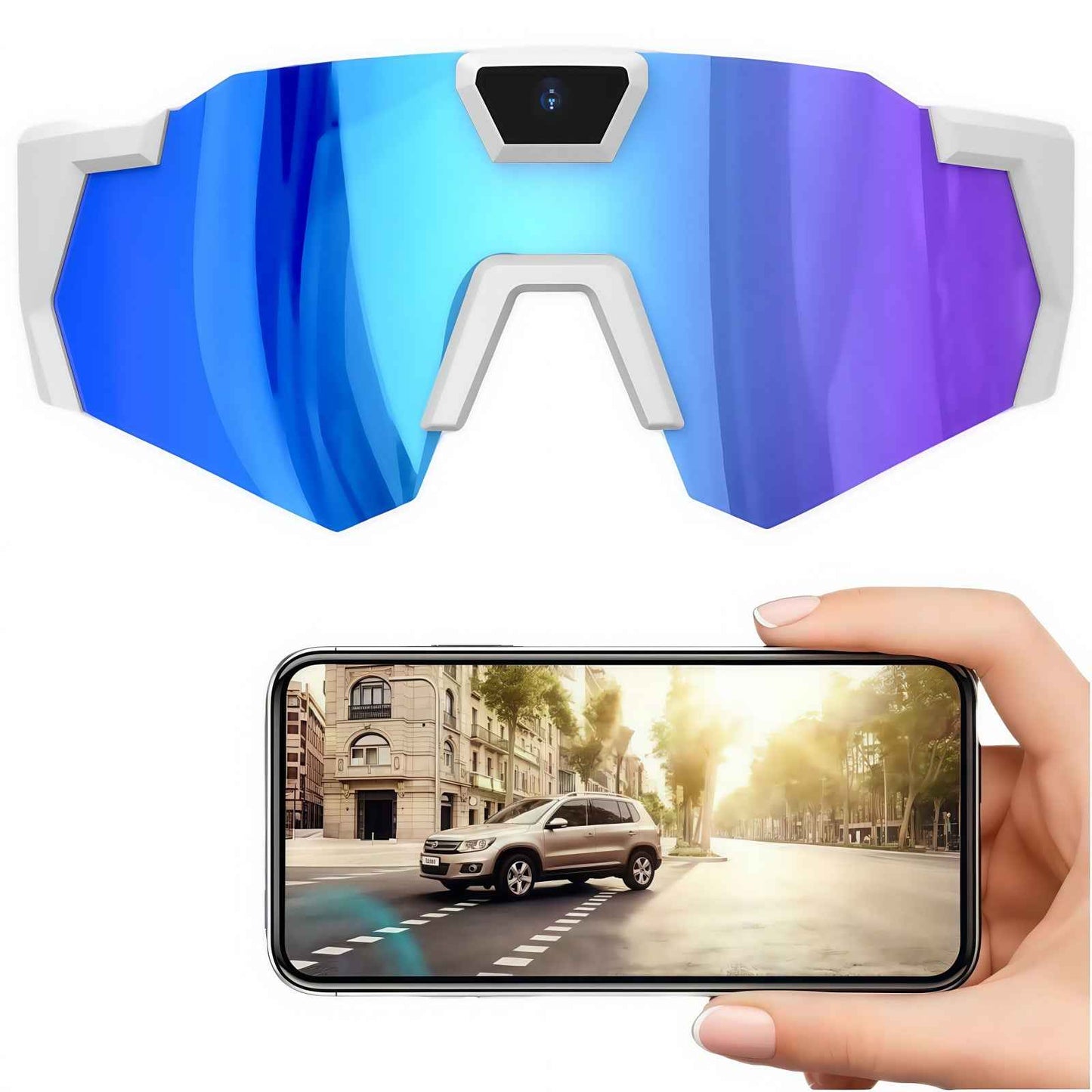 Windproof smart glasses with camera for cycling