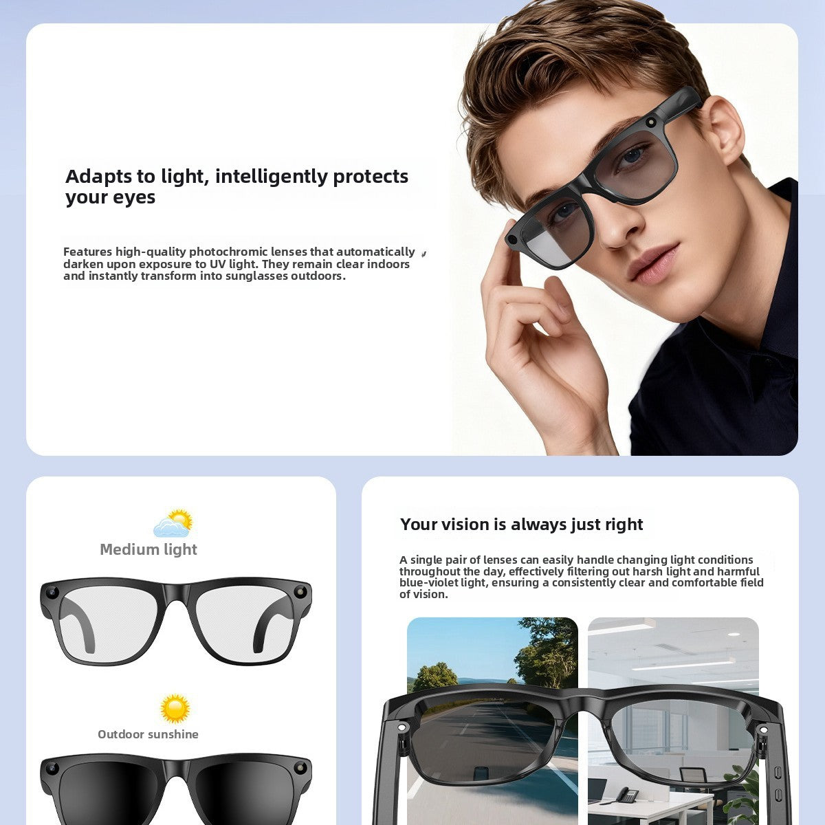 Smart AI Glasses with Camera and Translation Lightweight Anti-Shake