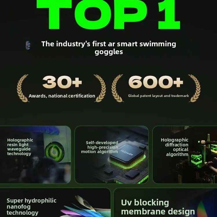 Smart AR Digital Swimming Goggles with Anti-Fog