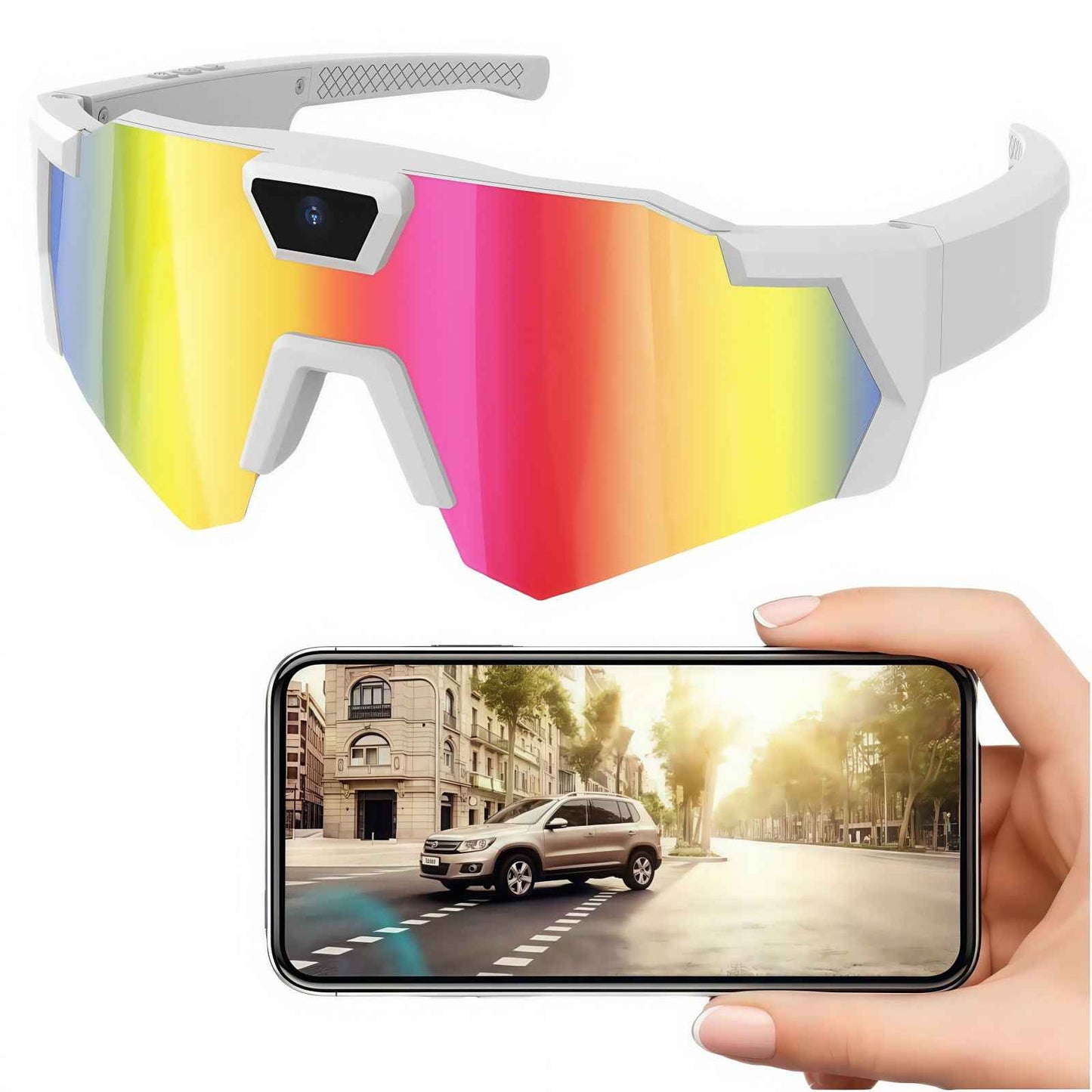 Windproof smart glasses with camera for cycling