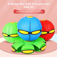 Magic Deformable Flashing Flying Saucer Ball with built-in LED lights. Transforms from a flat saucer to a 3D ball shape, providing dynamic play.
