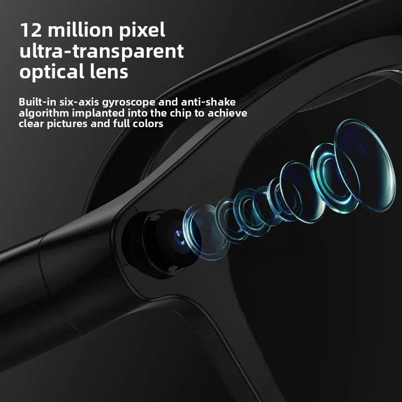 AI Translation Bluetooth Glasses with 12MP Camera, Real-time Bilingual Translation, Dual Microphone, Live Streaming, Music Control, and ChatGPT Integration - ZeeTec Store