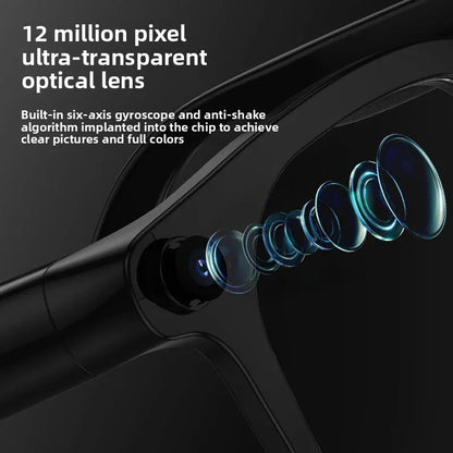 AI Translation Bluetooth Glasses with 12MP Camera, Real-time Bilingual Translation, Dual Microphone, Live Streaming, Music Control, and ChatGPT Integration - ZeeTec Store
