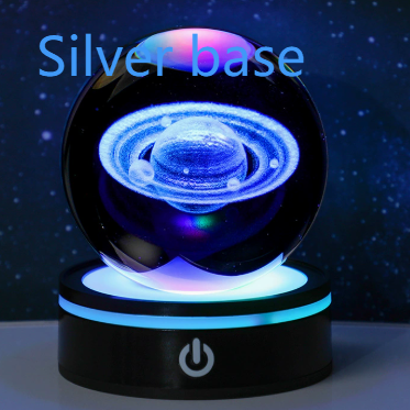 3D Carved Crystal Ball Night Light with LED Base