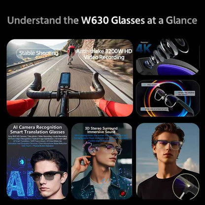 Smart glasses 8MP Camera AI Object Recognition Translation Call