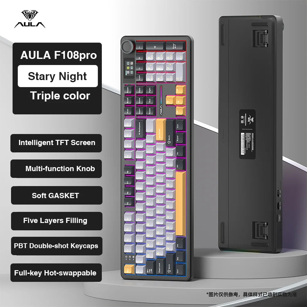 Aula F108 Pro Mechanical Keyboard RGB Backlit Triple Mode Connectivity