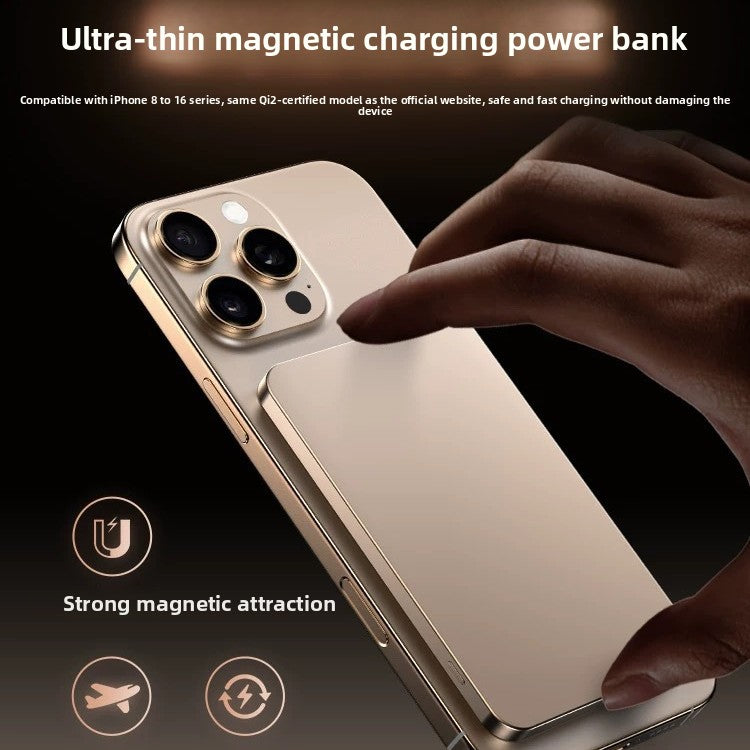 Ultra-Thin 10000mAh Magnetic Wireless Fast Charging Power Bank for iPhone. Fast Charging and Wide Compatibility:
