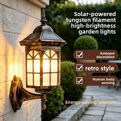 European Retro Vintage Solar-powered decorative road lights with Human Motion Sensor