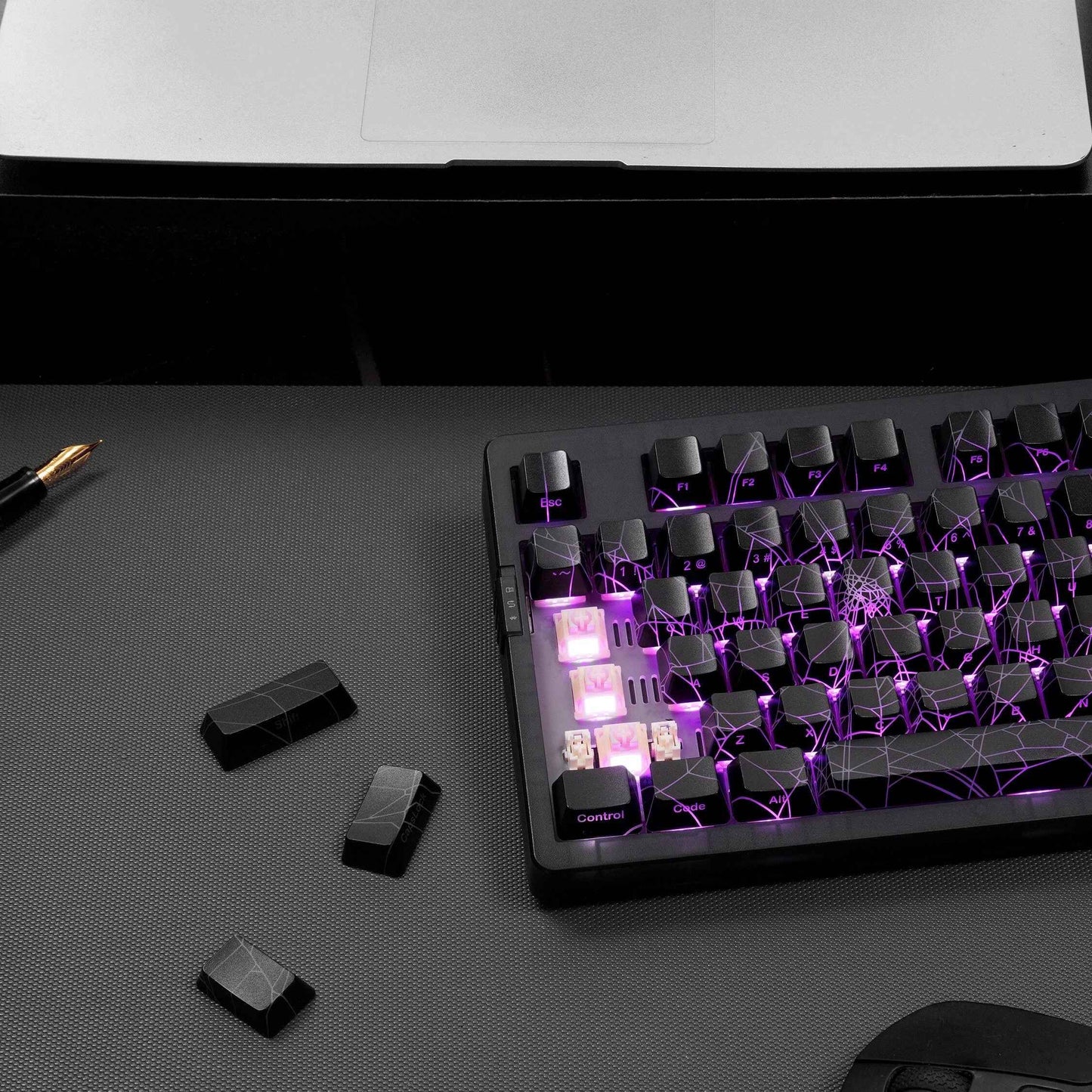 Mechanical Keyboard Tri mode Spider web Design Backlight RGB